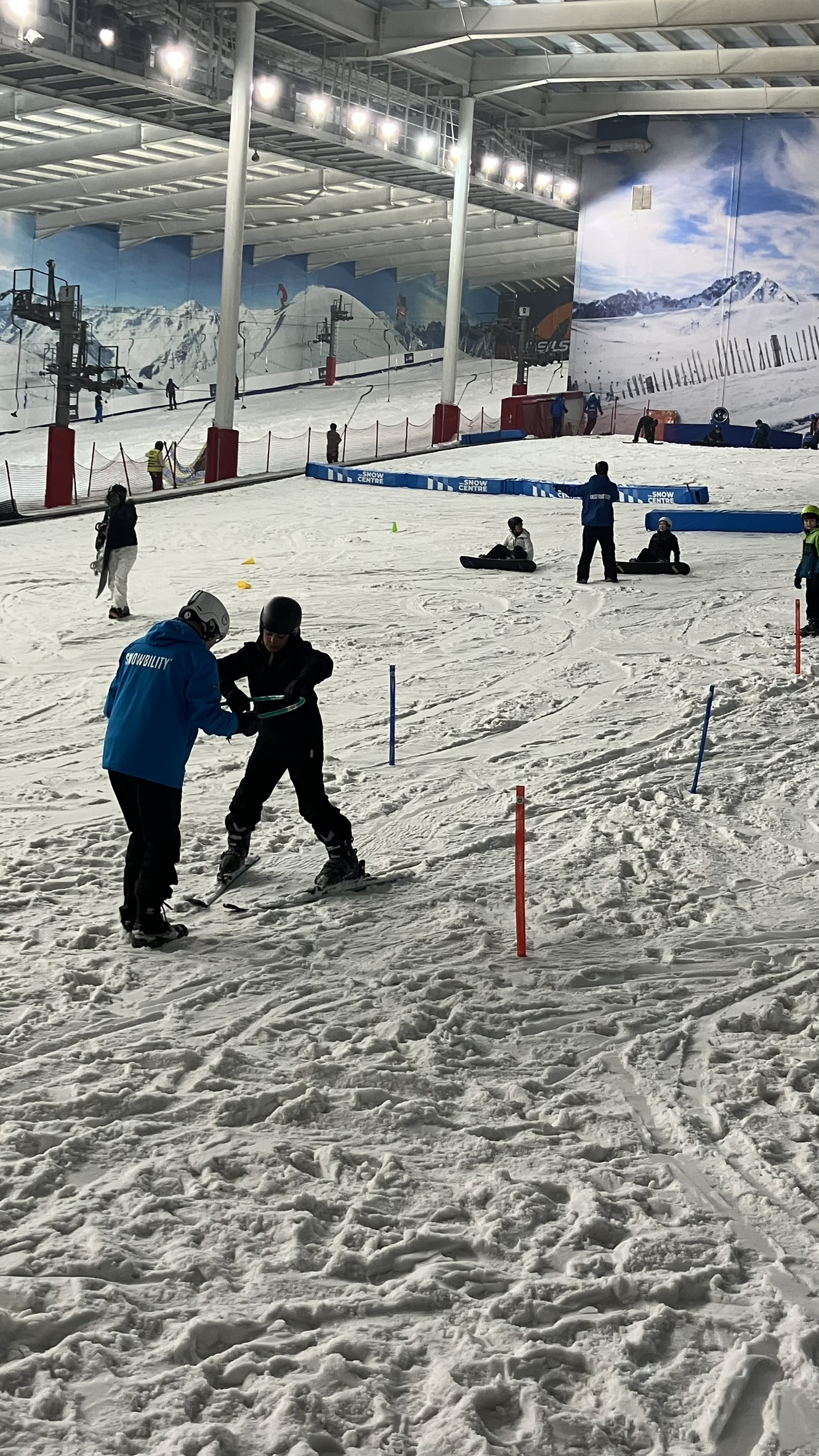 Pupil developing confidence during an adaptive skiing session